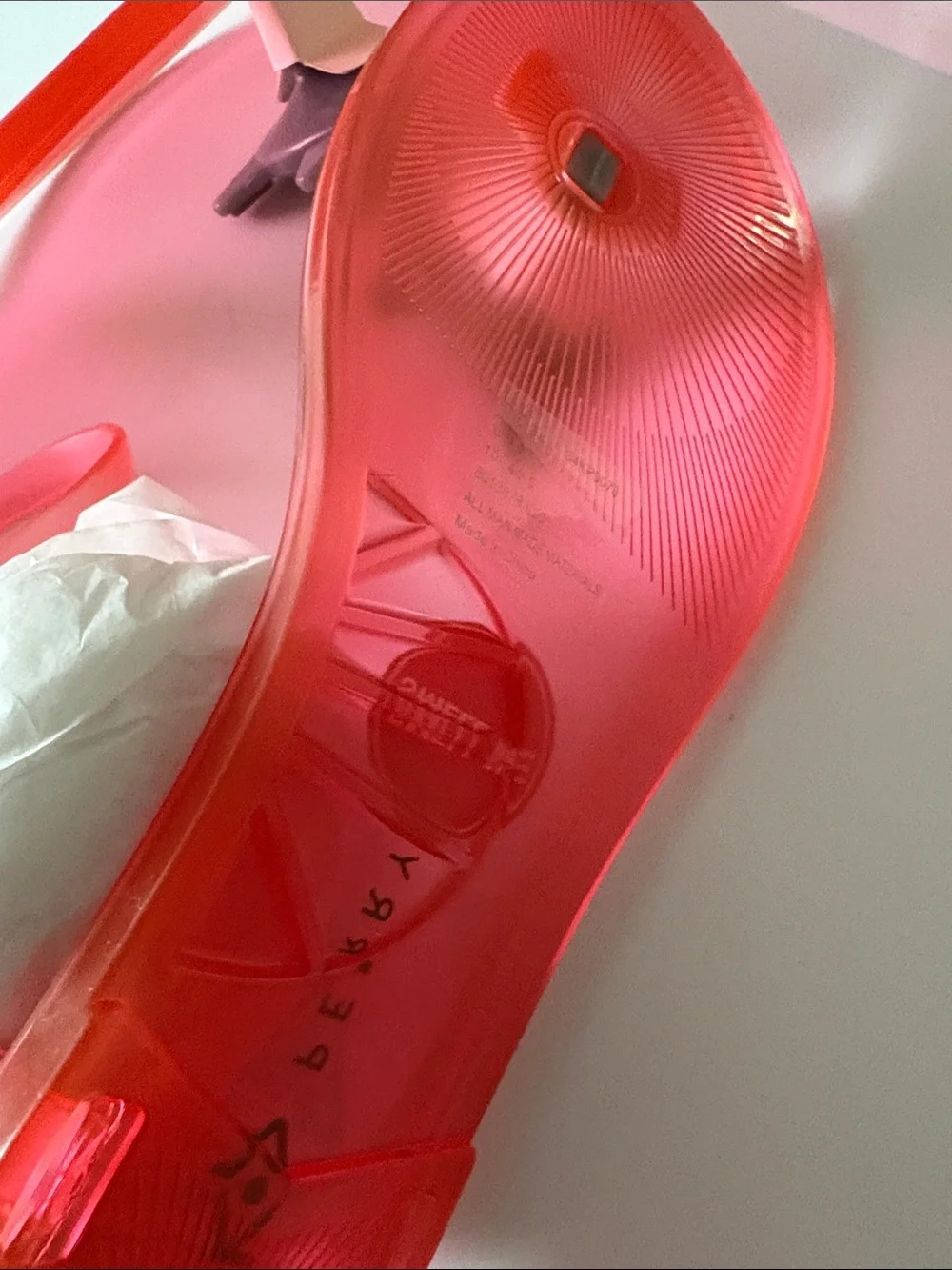Katy Perry Collections Red Jelly Cat Sandals with Gray Cat Charms